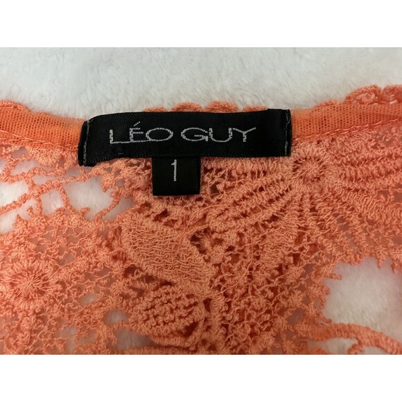 Leo Guy Women's Peach Lace Top Short Sleeve Stretch Soft T-shirt Top Sz 1/6-8 US - Picture 6 of 12